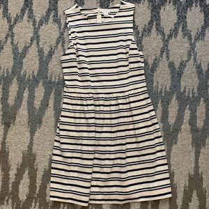 J Crew Cream and Navy Striped Dress